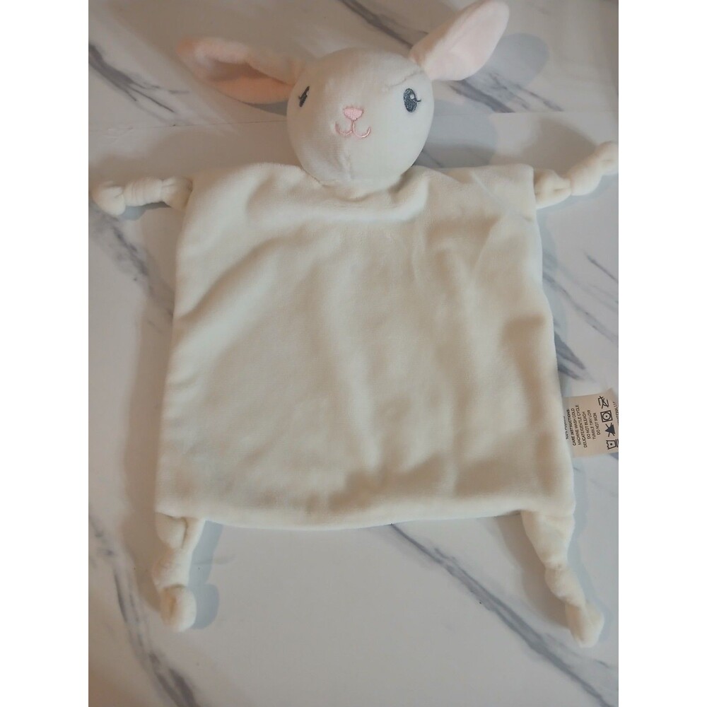 Dan Dee White Bunny Embroidered Lovey Security Blanket Plush 10 Inch